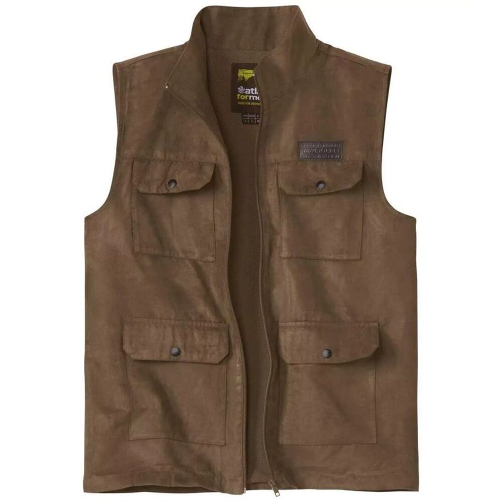Atlas For Men Mens Faux Suede Vest / Brown